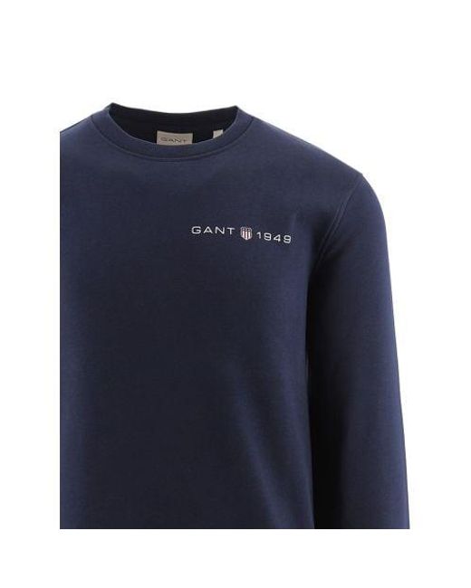 Gant Blue Evening Printed Graphic Crew Neck Sweatshirt for men