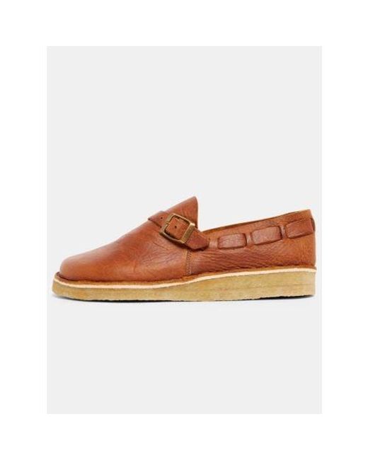 Yogi Footwear Brown Chestnut Corso Leather Buckle Monk Shoe for men