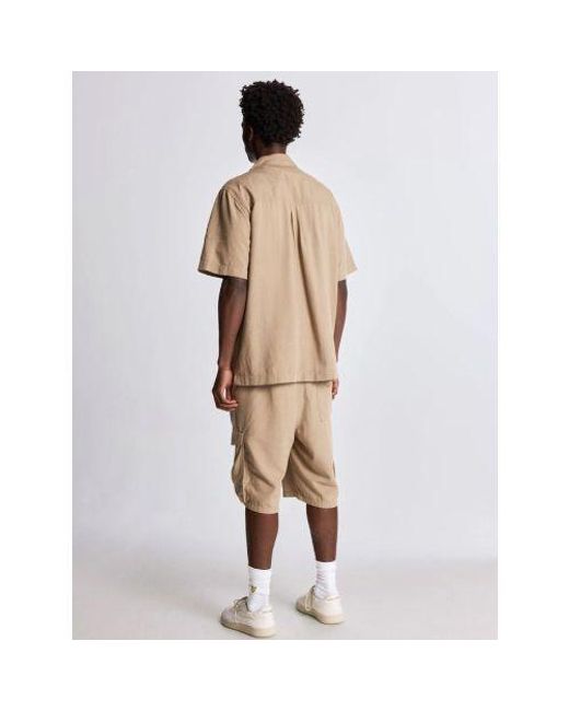 Lyle & Scott Natural Desert Taupe Cotton Linen Cargo Short for men