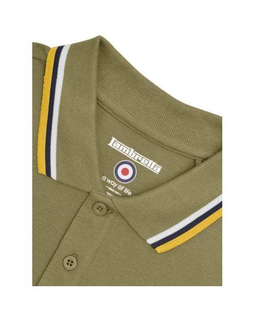 Lambretta Green Khaki Triple Tipped Polo Shirt for men