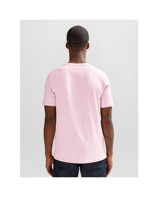 Boss Pink Light Pastel Tales Logo Patch T-Shirt for men