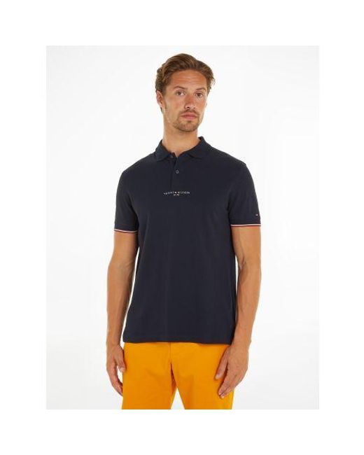 Tommy Hilfiger Blue Desert Sky Logo Tipped Regular Polo Shirt for men