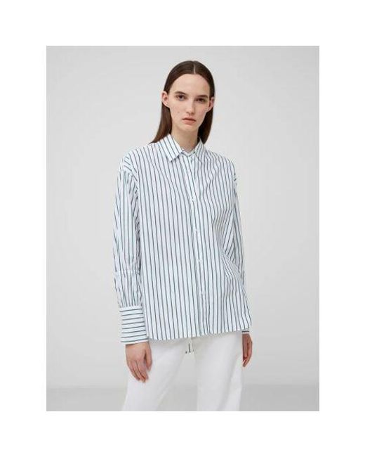 French Connection Blue Linen Forest Rhodes Poplin Sleeve Detail Shirt