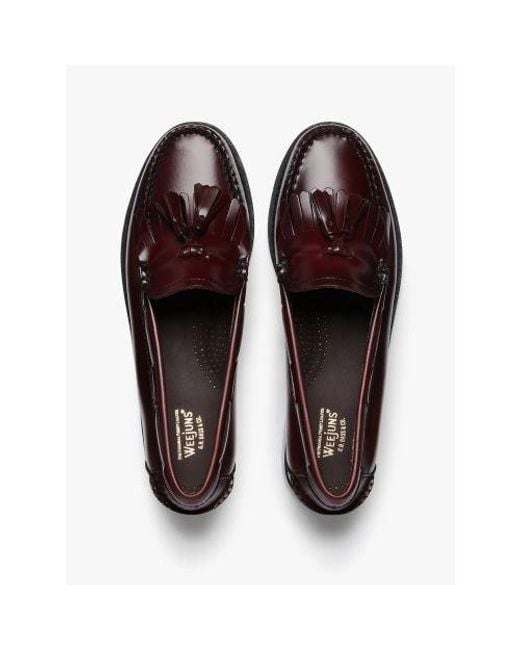 G.H.BASS Red Wine Leather Weejun Esther Kiltie Loafer
