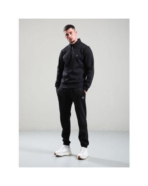 Marshall Artist Black Marchio Quarter Zip Sweatshirt for men