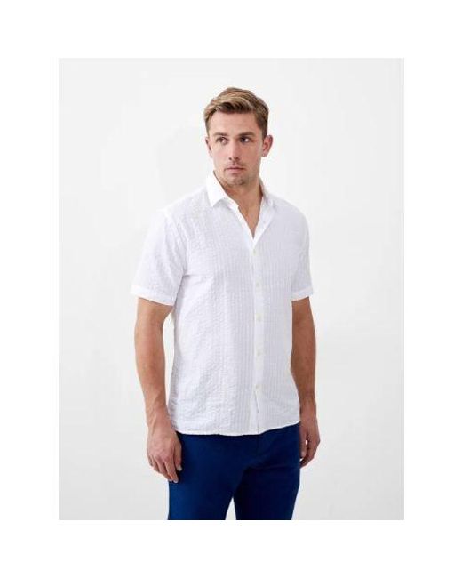 French Connection White Seersucker Check Shirt for men