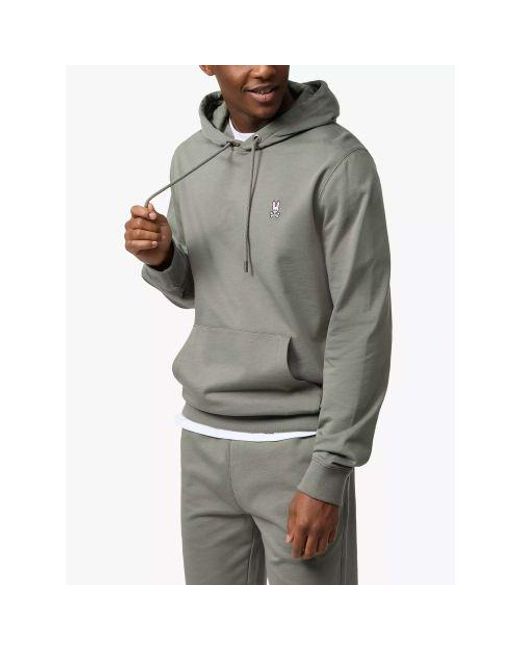 Psycho Bunny Gray Agave French Terry Pullover Hoodie for men