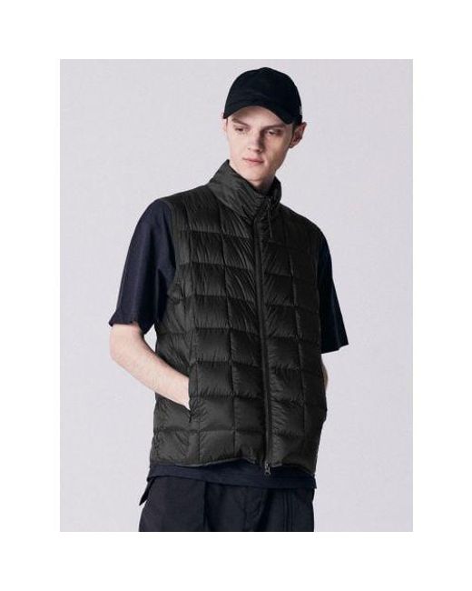 Taion Black Hi Neck Zip Down Gilet for men
