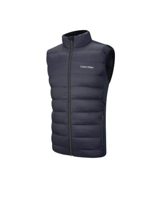 Calvin Klein Blue Quilted Full Zip Hybrid Gilet for men