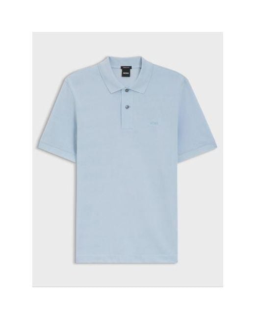 Boss Blue Light Pastel Pallas Short Sleeve Polo Shirt for men