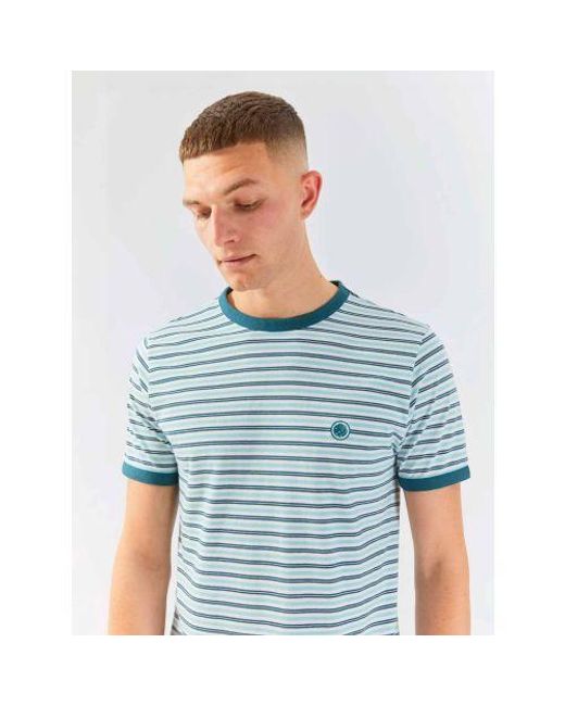 Pretty Green Blue Pretty Ribera Stripe T-Shirt for men