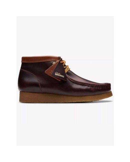 Clarks Brown Burgundy Leather Wallabee Hiker Boot for men