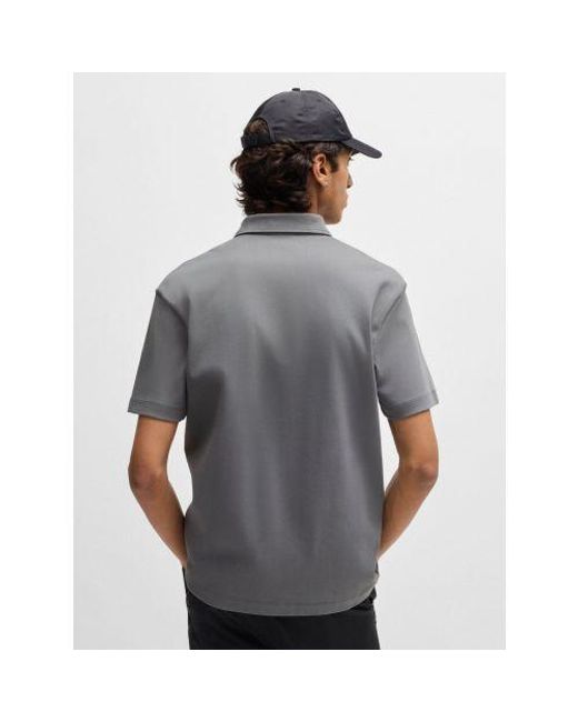 HUGO Gray Open Deabono D Interlock Polo Shirt for men