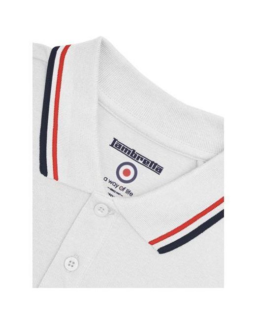 Lambretta White Twin Tipped Polo Shirt for men