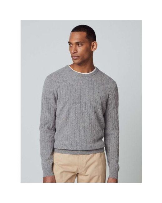 Hackett Gray Ash Lambswool Cable Jumper for men