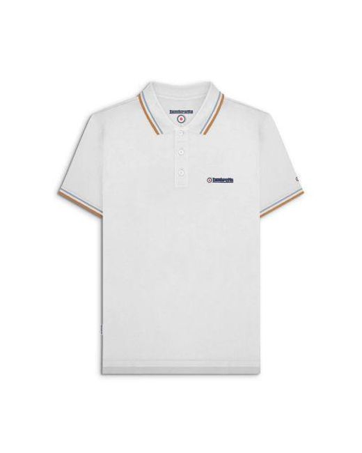 Lambretta White Sky Twin Tipped Polo Shirt for men
