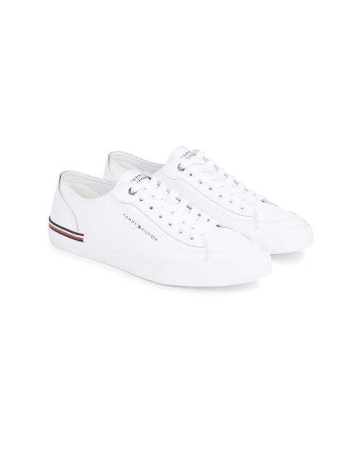 Tommy Hilfiger White Corporate Vulcan Leather Trainer for men