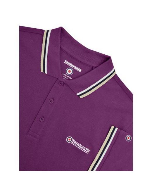 Lambretta Purple Winter Bloom Triple Tipped Polo Shirt for men