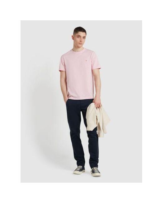 Farah Pink Powder Marl Regular Fit Danny T-Shirt for men