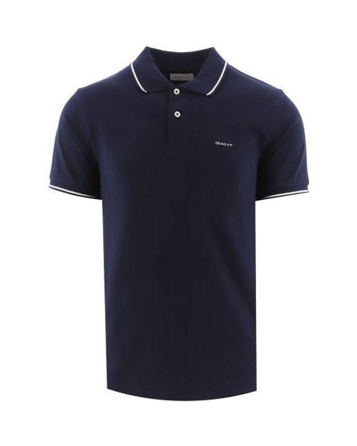 Gant Blue Evening Tipping Pique Rugger Polo Shirt for men