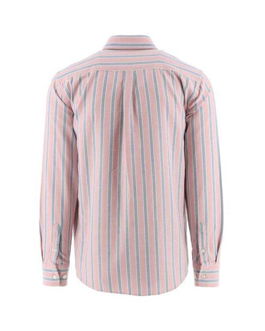 Armor Lux Pink Striped Oxford Shirt for men