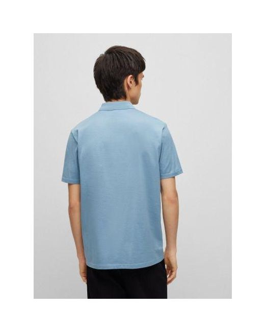 HUGO Blue Light Pastel Deresom Quarter Zip Polo Shirt for men