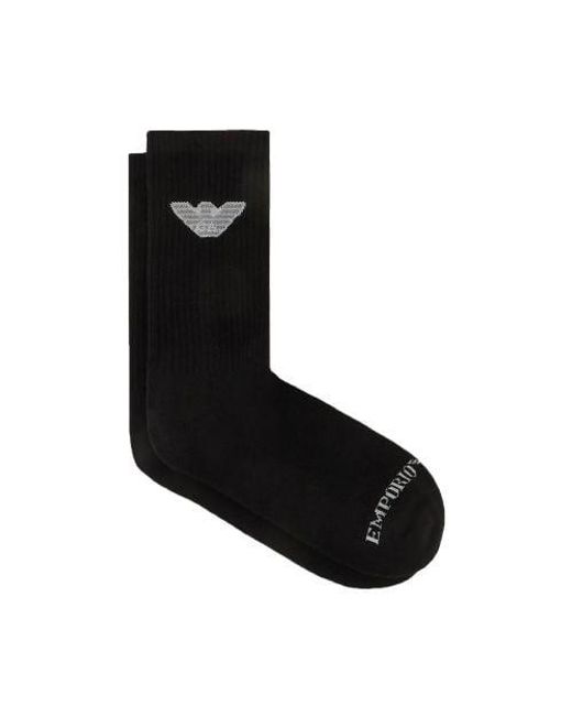 Emporio Armani Black 2-Pack Logo Tape Sock for men