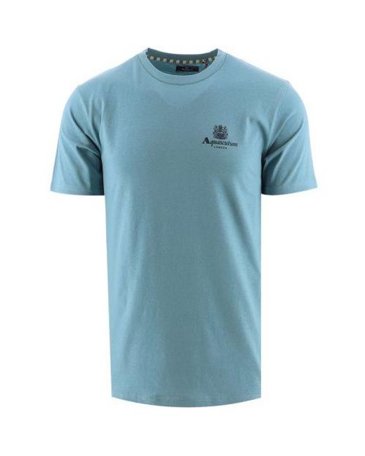 Aquascutum Blue Avio Beach Basic Small Logo T-Shirt for men