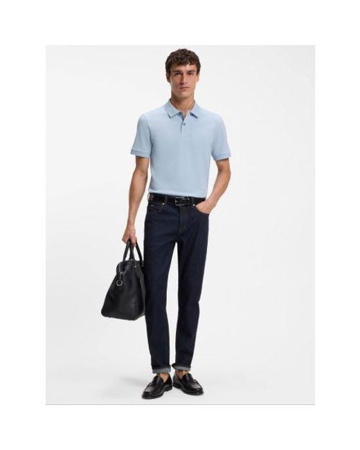 Boss Blue Light Pastel Pallas Short Sleeve Polo Shirt for men