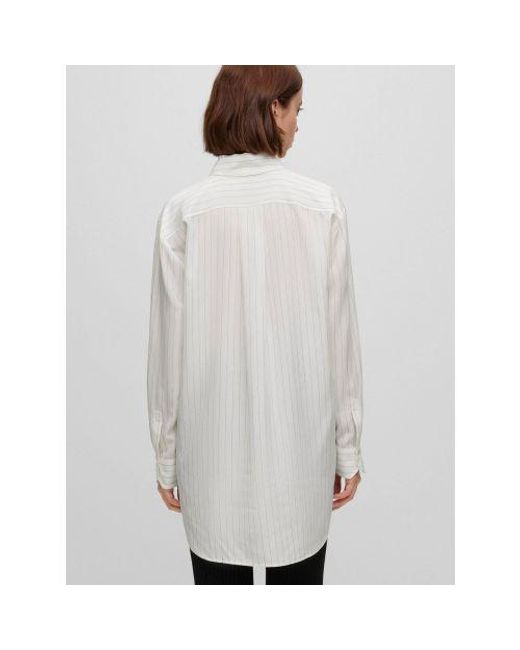 HUGO Gray Striped Elodina Blouse