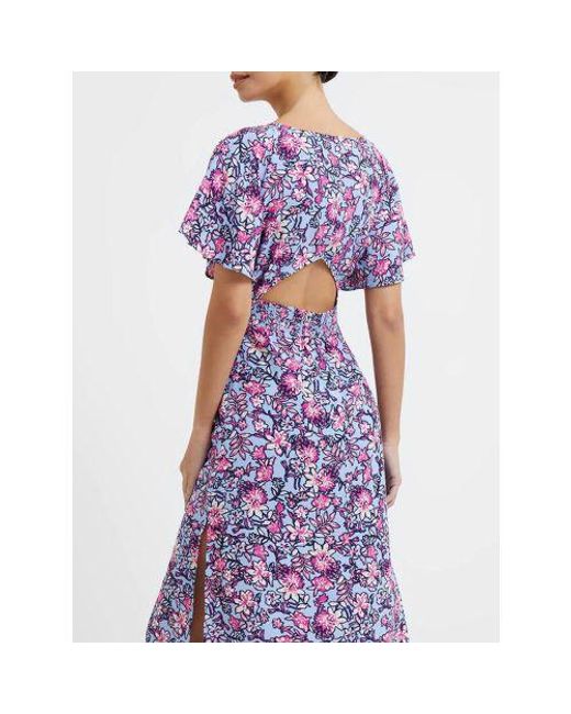 French Connection Purple Placid Fotini Delph Cut Out Back Dress