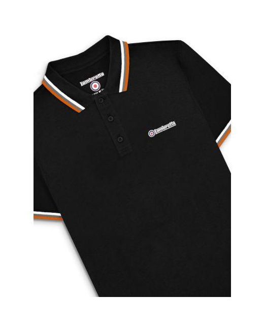 Lambretta Black Triple Tipped Polo Shirt for men