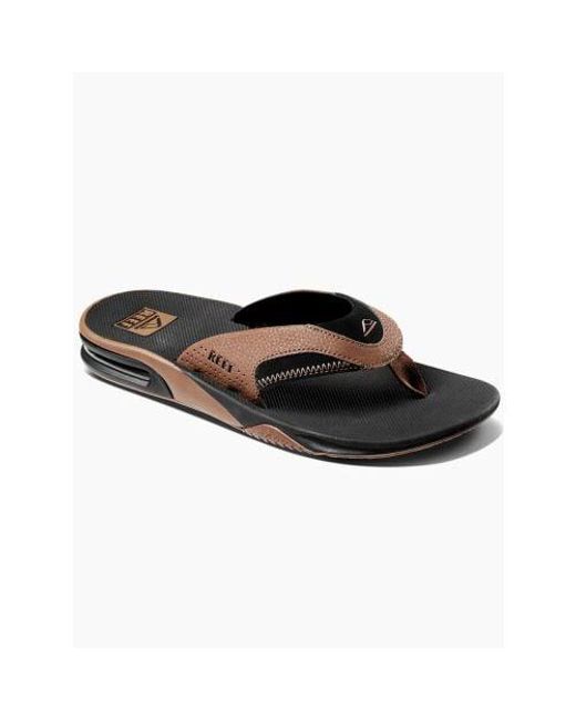Reef Black Tan Fanning Sandals for men