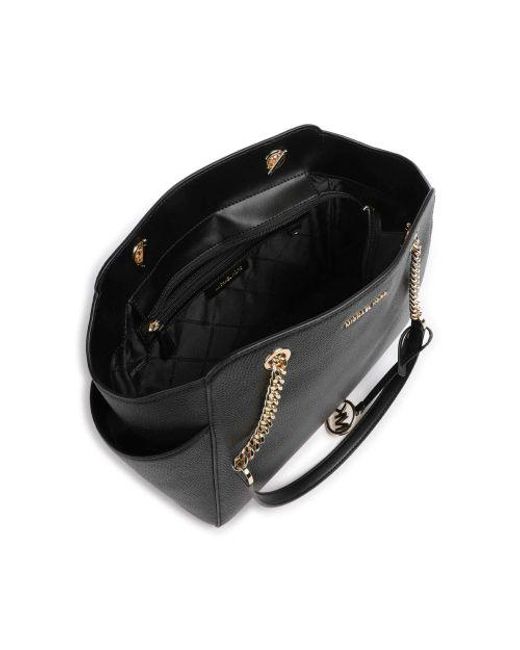 Michael Kors Black Jacquelyn Medium Top Zip Chain Tote Bag