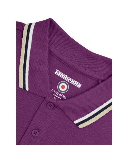 Lambretta Purple Winter Bloom Triple Tipped Polo Shirt for men