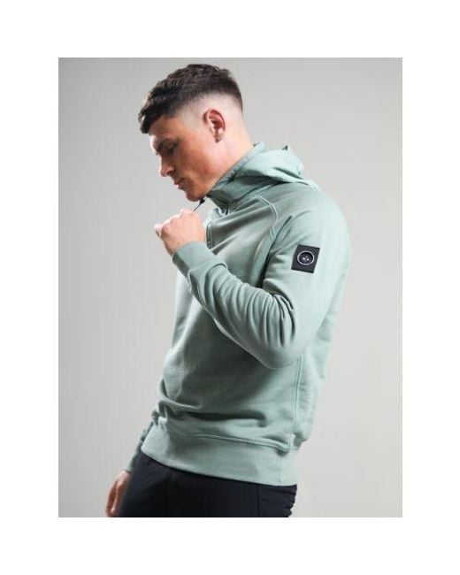 Marshall Artist Green Sage Stanford Quarter Zip Hoodie for men