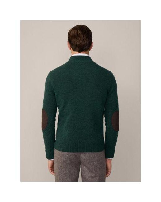 Hackett Green Forest Night Lambswool Half Zip Jumper for men