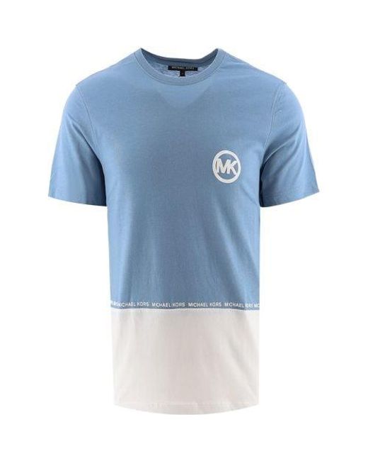 Michael Kors Blue Chambray Block Logo T-Shirt for men