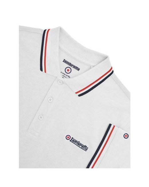 Lambretta White Twin Tipped Polo Shirt for men