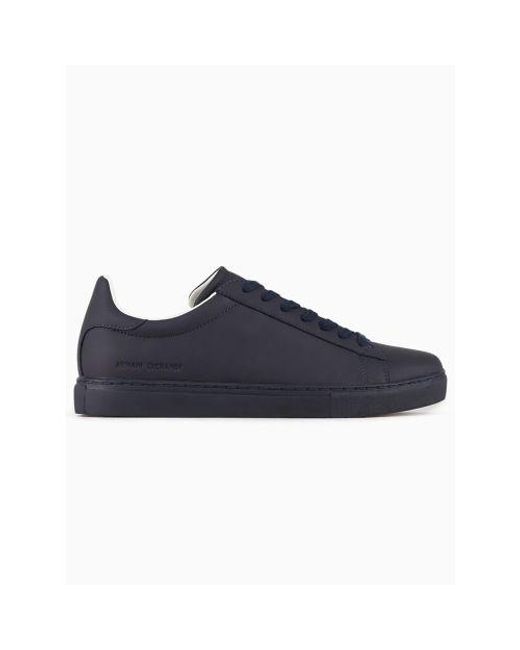 Armani Exchange Blue Leather Trainer for men