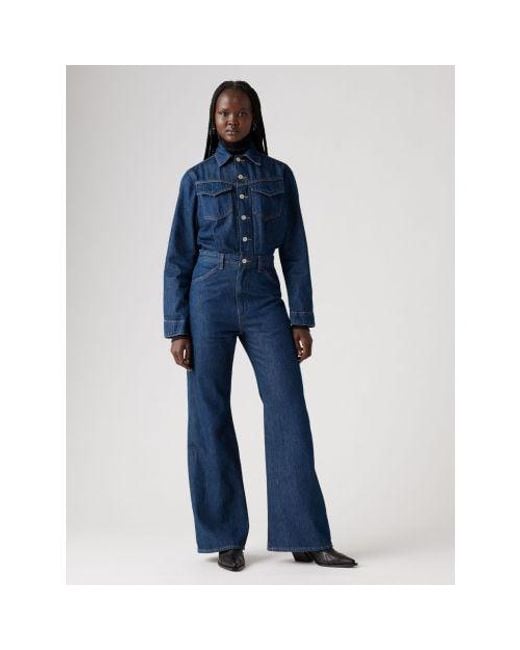 Levi's Blue Lets Get Lost Again Western Jumpsuit