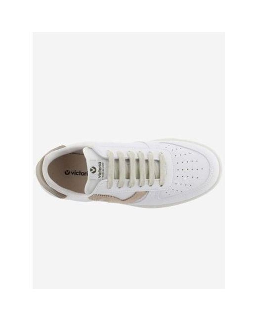 Victoria White Taupe Madrid Faux Leather Trainer