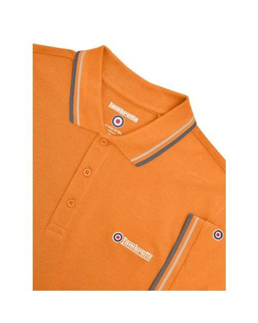 Lambretta Orange Desert Sun Twin Tipped Polo Shirt for men
