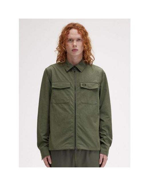 Fred Perry Green Laurel Wreath Pocket Overshirt for men