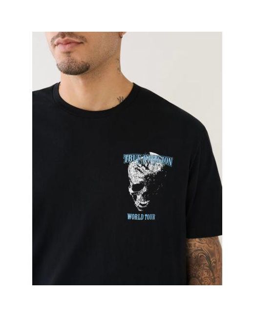 True Religion Black Jet Relaxed Metallic Skull T-Shirt for men