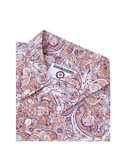 Lambretta Purple Rust Paisley Short Sleeve Shirt for men