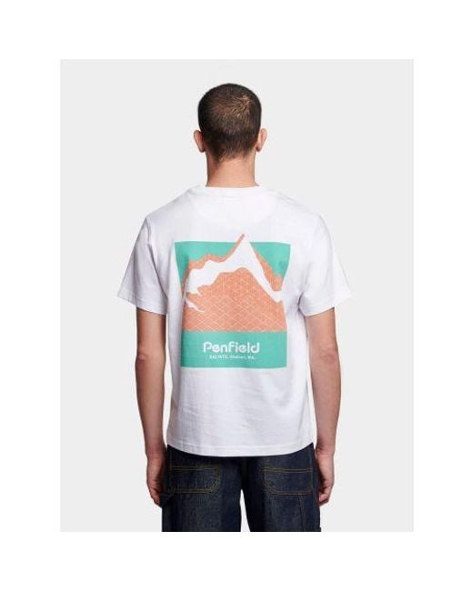 Penfield White Bright Mountain Back Print T-Shirt for men