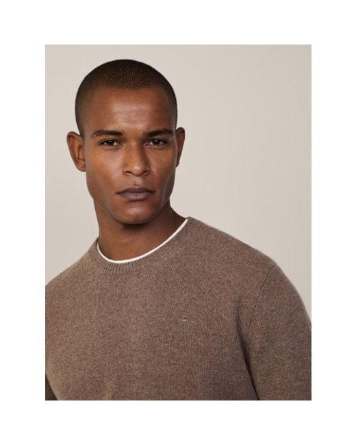 Hackett Brown Malt Lambswool Crew Neck Jumper for men