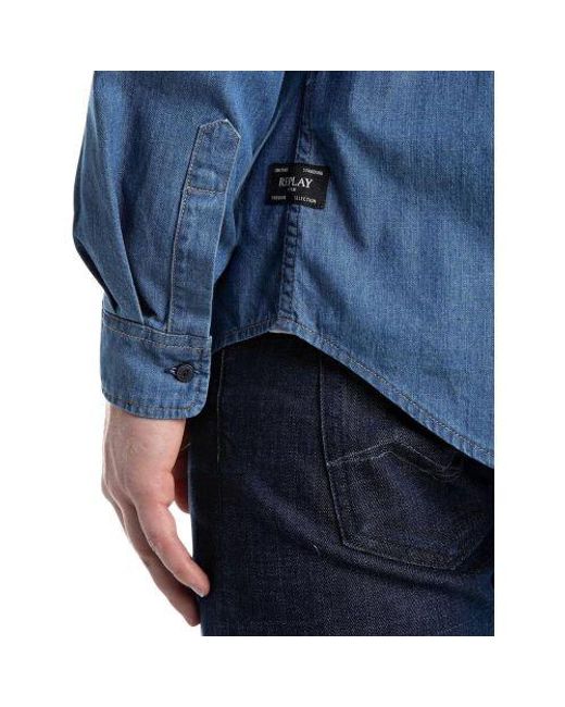 Replay Blue Medium Denim Shirt for men