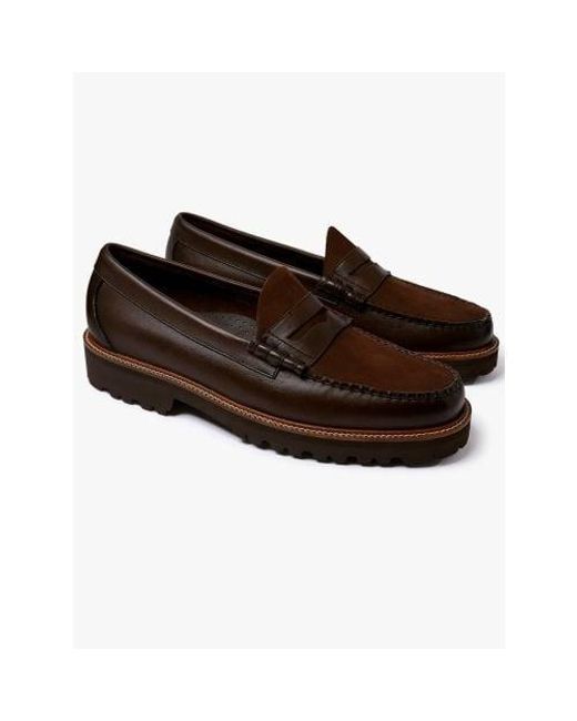 G.H.BASS Brown Chocolate Leather Weejun 90 Larson Soft Penny Loafer for men